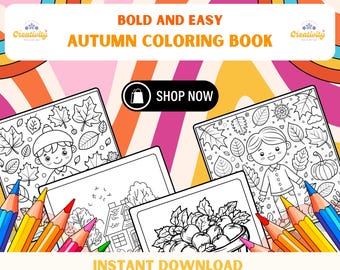 Autumn Coloring Pages for Relaxation, Bold And Easy Fall Themed Designs Pages Simple Coloring Sheet for Adults & Kids