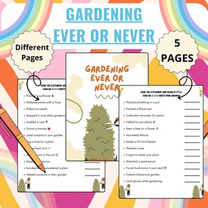 Gardening Trivia Game, Gardening Quiz, Printable Garden Trivia, Vegetable Trivia, gardening party Games, Ever or Never, spring Party Games