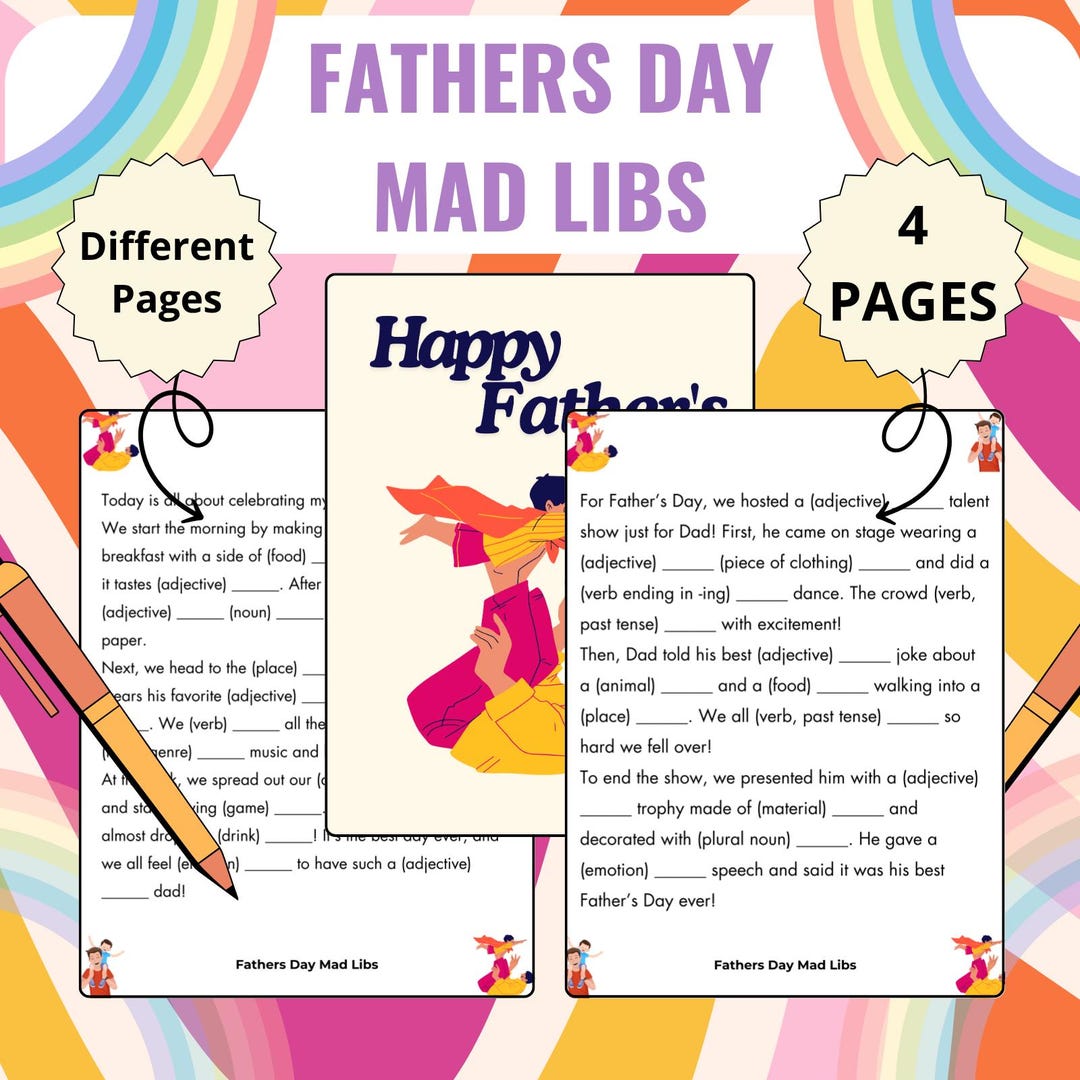 Father's Day Mad Libs Activity Printable for Kids, Father's Day Family ...