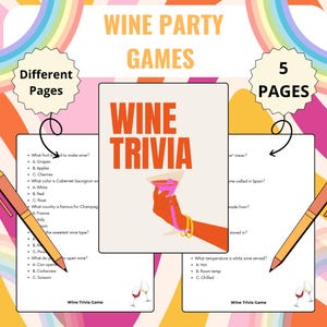 Printable Wine Party Games | Wine Trivia Quiz Red or White Game | Wine Party Game for Adults | Wine Tasting Party Icebreaker | Office Party