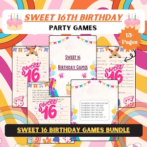 Sweet 16 Birthday Games Bundle | Printable 16th Birthday Party Games for Teen | Fun Icebreaker Activities for Sweet 16 | PRINTABLE INSTANT