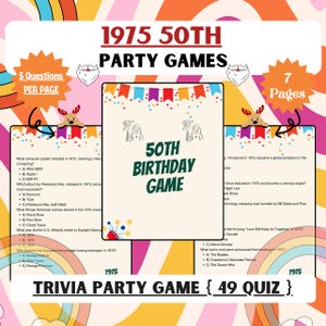 50 Year Reunion Game | 1975 Fun Facts | Back Class of 1975 | 1975 Trivia Game | 50th Birthday Party Activities | Printable Fun Game
