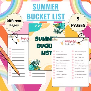 Summer Bucket List, Bucket List, Instant Download, Summer Activity List, Kids Summer Bucket, Summer Checklist, Summer Activities Checklist