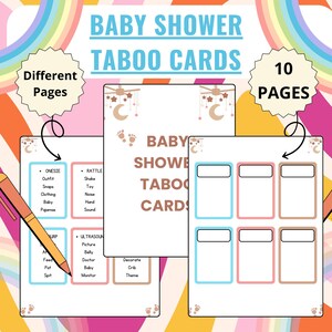 Baby Shower Taboo Game | Forbidden Words Game | Baby Shower Party Game | Printable Shower for Family, Friends | Baby-Themed Taboo Cards