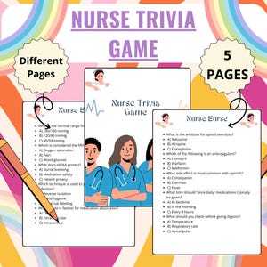 Nurse Trivia Game, Printable Nurse Game, Nurse Appreciation, Nurse Retirement Party Activity, Nurse Graduation Idea, Healthcare Trivia Game