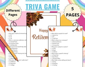 Retirement Trivia Game | Printable Retirement Quiz | Retirement Party Game | Work Party Games | Retirement Party | Boss Retirement Printable