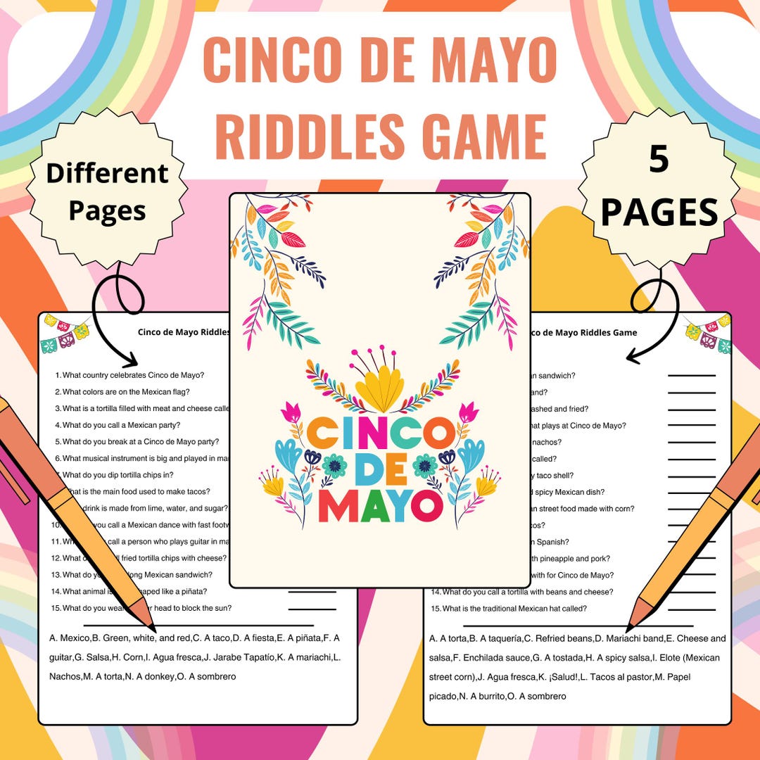 Cinco De Mayo Riddles Game | Printable Cinco De Mayo Fun Mexican Party ...