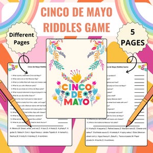 Cinco de Mayo Riddles Game | Printable Cinco de Mayo Fun Mexican Party Game | Mexican Fiesta Game | Fiesta Jokes  | Fun Mexican Party Games