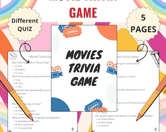 Movies Match Up Trivia Game | Printable Party Games | Party Game for Kids and Adults | Movie Party Trivia Game | Printable Movie Trivia