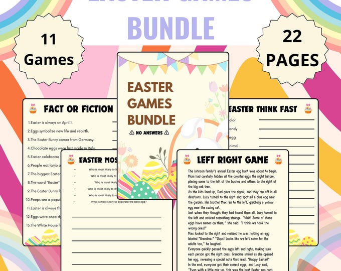 Easter Games Bundle, Printable Easter Game, Easter Games for Adults ...