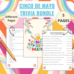 Cinco De Mayo Trivia Bundle, Fiesta Game, Cinco De Mayo Trivia Games, cinco de mayo Fact or Fiction, Office Party, Birthday Mexican Fiesta