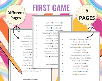 Which Came First Trivia Game, Printable Trivia Game Quiz, Office Game,Trivia Guessing Game, Printable trivia, Guess which one came first