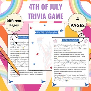 4th of July Trivia Game, USA Patriotic Trivia, 4th of July Game, USA Printable Games, Fourth of July Games, Family Quiz Printable