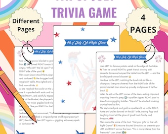4th of July Trivia Game, USA Patriotic Trivia, 4th of July Game, USA Printable Games, Fourth of July Games, Family Quiz Printable