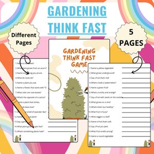 Gartenarbeit Quiz, Frühlingssaison Quiz, Frühlingszeit-Spiel für Erwachsene, Gartenarbeit, Think Fast-Spiele, Gartenparty, Gartenarbeit-Partyspiel