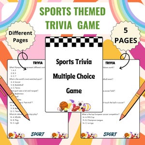 Sports Trivia | Printable Sports Trivia Game | Sports Trivia Game | Sports Theme Trivia | Kids Party Activity | Party Game for Adults & Kids