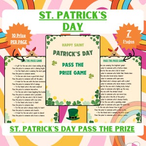 St. Patrick&#39;s Day Party Game Teens Adults | Saint Paddy&#39;s Easy DIY Printable | St Patrick&#39;s Day Pass the Prize Game | St Paddy&#39;s Day Game