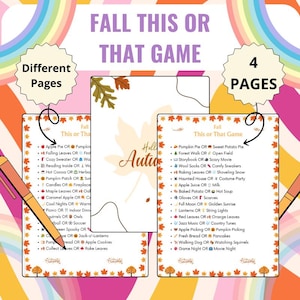 Fall This or That Game: Autumn Party Printable (Instant Download)