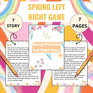 Spring Left Right Game | Springtime Pass the Present | Activities for Kids Adults | Pass the Prize Gift Exchange | Spring Games Printable