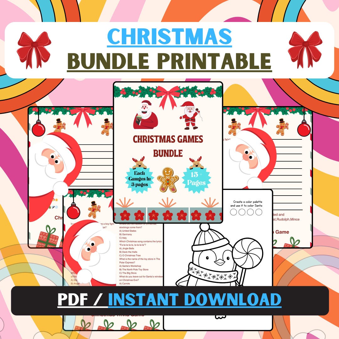 Christmas Games Bundle | Printable Christmas Party Games | Fun Holiday ...