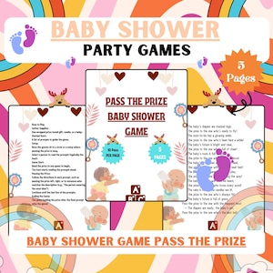 Pass the Prize Baby Shower Game | Printable Pass the Gift Poem | Fun Baby Shower Activity | Baby Shower Games