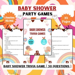 Baby Shower Trivia Game | Baby Trivia Game | Baby Shower Trivia | Botanical Baby Shower | Trivia Questions | Trivia Game | Baby Games