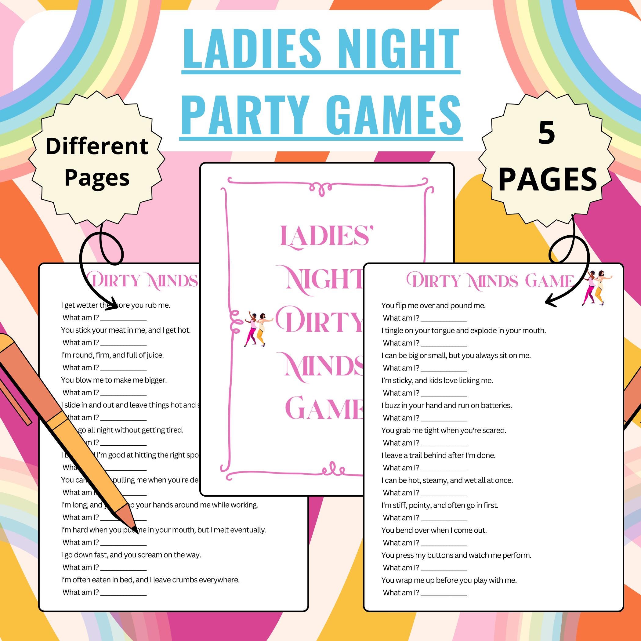 Ladies Night Party Games | Girls Night Printable Game | Ladies Night Dirty Minds Game | Printable Ladies Night Party Game | Dirty Minds Game