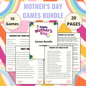 Mother&#39;s Day Games Bundle | Mother&#39;s Day Party Games | Mothers Day Trivia & More | Mothers Day Brunch Games |  Family Printable Games |