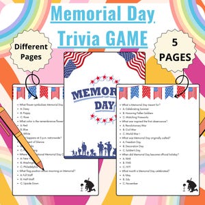 Memorial Day Trivia Game | Memorial Day Trivia Questions | Patriotic Trivia Download | America Patriotic Party | Memorial Patriotic Games