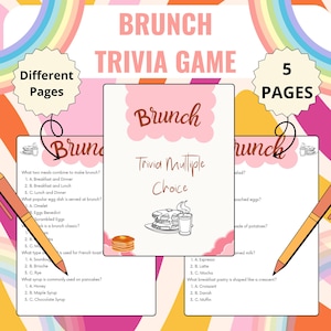 Brunch-Quiz | Essen Quiz Spiel | Printable Brunch Quiz | Frühstück Essen zum Ausdrucken | Gesellschaftsspiel Kinder, Erwachsene | Geburtstagsbrunch Aktivität