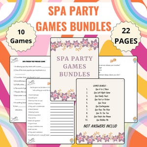 Spa Party Game Bundles | Spa Party Activities | Ladies night games | Spa Party Games Printable | Spa Party Activities | Girls Spa Party Game