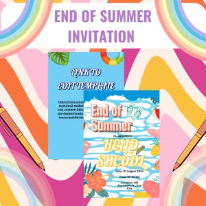 End of Summer Pool Party Invitation: Editable School Party, 5x7 (Digital Download)
