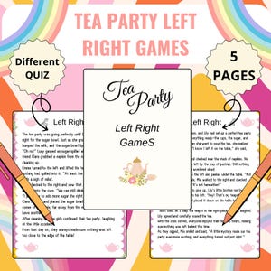 Tea Party Left Right GameS | Tea Party Games | Printable Tea Party Game | Tea Party Activities | Tea Party Birthday | Afternoon Tea Party
