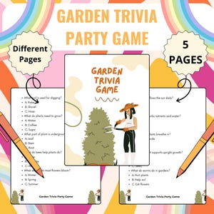 Gardening Trivia Game | Garden Party Games | Spring Trivia Game | Trivia for Spring | Gardening Quiz | Printable Garden Trivia | Garden Club