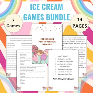 Ice Cream Party Games Bundle, Summer Games Bundle, Ice Cream Social Games, Ice Cream Birthday Party, Summer Activities for Kids