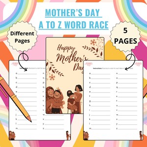 Mother&#39;s Day A-Z Games | Mother&#39;s Day Activity for Kids | Fun Mother&#39;s Day Party Games | Printable for Mom&#39;s Day | Mother&#39;s Day Word Games