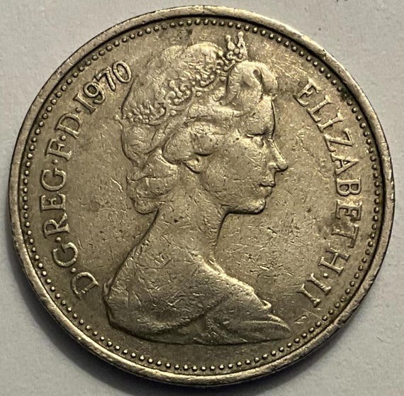 1970/1989年エリザベス2世5ペンス硬貨 - Etsy 日本