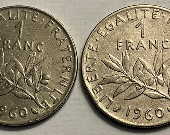 1960年フランス1フラン硬貨2枚 - Etsy 日本