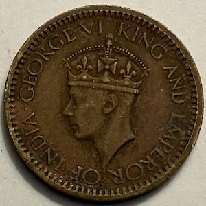 1943 Ceylon George VI 25 Cents Coin