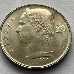Two 1967 Belgium 1 Franc Coins