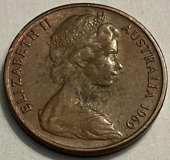 1969年オーストラリアエリザベス2世1セント硬貨2枚 - Etsy 日本