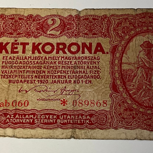 1920 2 Ket Korona Banknote