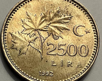 1992 Turkey 2500 Lira Coin