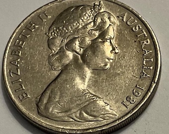 1981年 オーストラリア エリザベス2世女王 20セント硬貨 - Etsy 日本