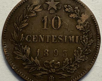 Two 1893 Italy 10 Centesimi Umberto I Coins - Etsy