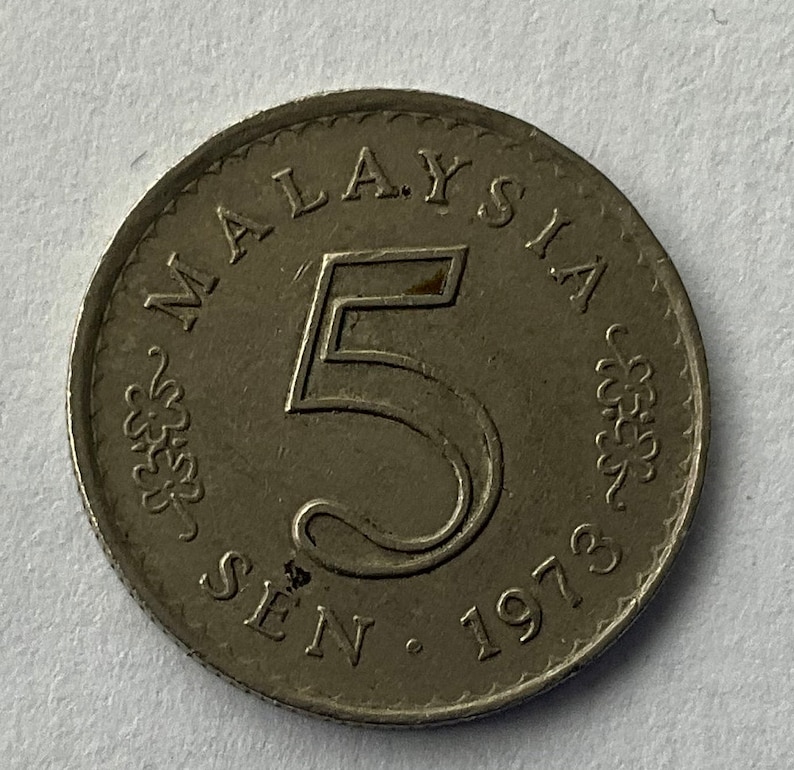 1973 Malaysia 5 Sen Coin - Etsy