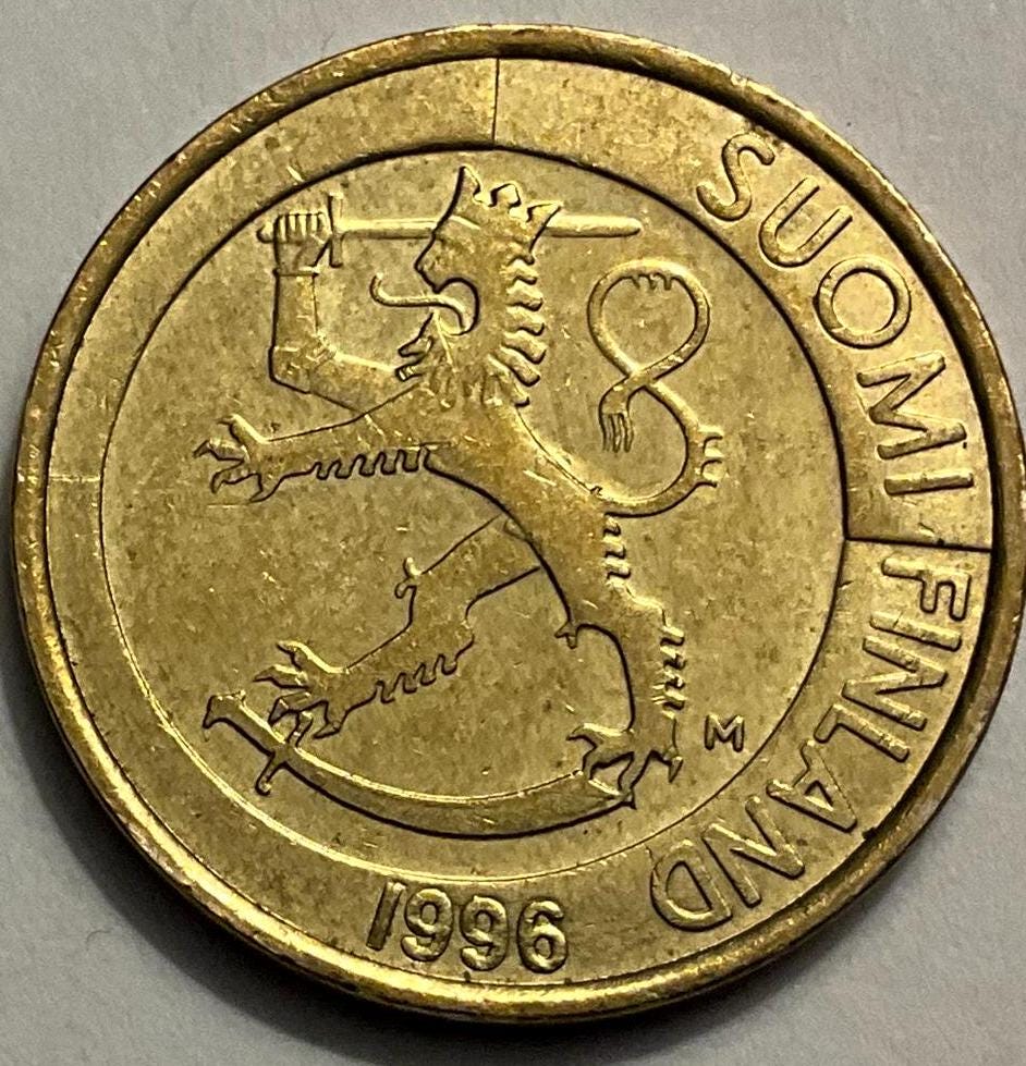 1996年フィンランド 1マルカコイン - Etsy 日本