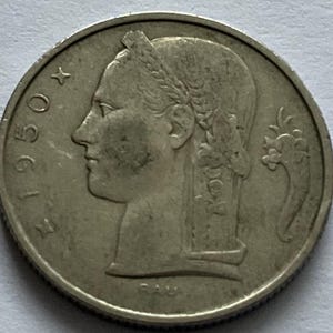 1950 Belgium 5 Francs Coin