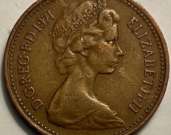 1971年ヴィンテージ英国ペニーコイン：未流通ブロンズ1ペンス