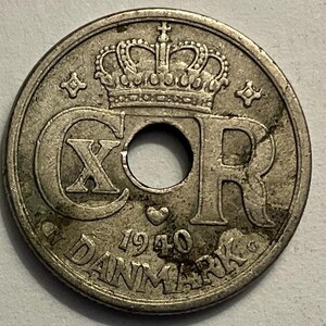 1940 Denmark 10 Ore Christian X Coin
